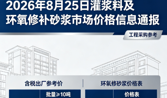 上林2026年8月25日灌浆料及环氧修补砂浆市场价格信息通报